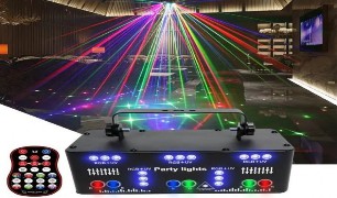 A laser light with a remote control  Description automatically generated with medium confidence