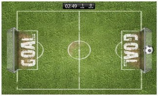 A football field with white text  Description automatically generated