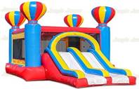 A red blue and yellow inflatable bounce houseDescription automatically generated