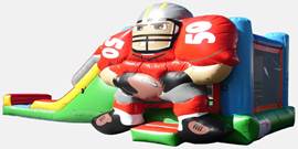 A inflatable football bounce houseDescription automatically generated