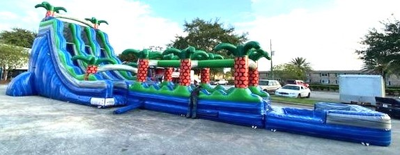 27’ Tropical Dual Lane with 40’ Slip n Slide Waterslide