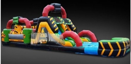 40’ Fun Zone Dual Lane Dual Obstacle Course Wet
